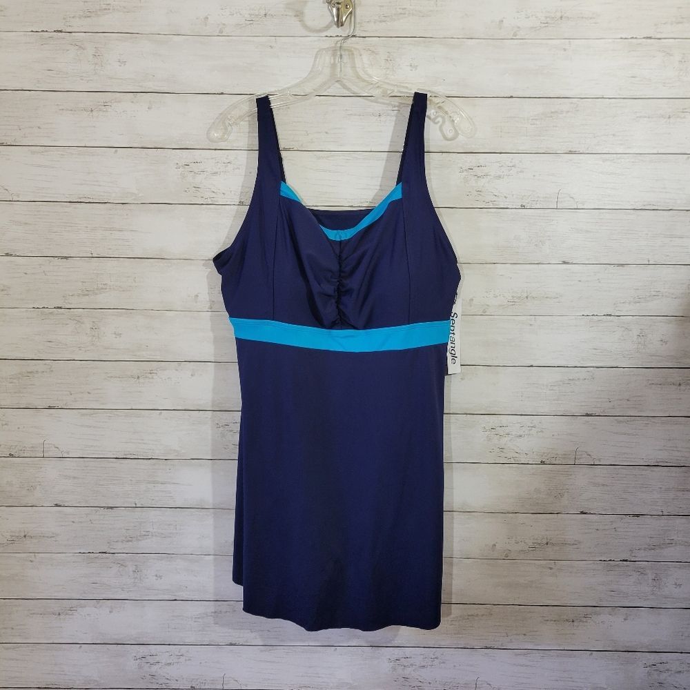 Septangle‎ One Piece Swimdress Slimming Tummy Control Shaping Swimsuit Size 22